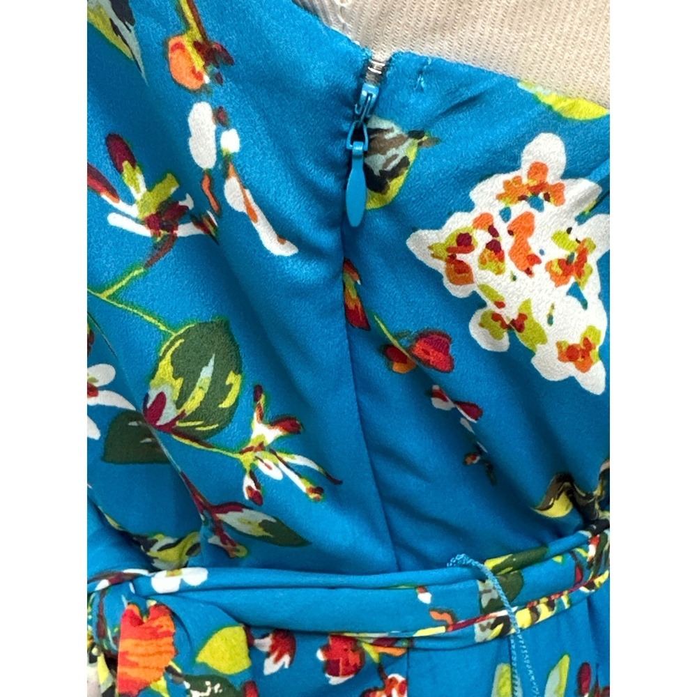 NWT Express Blue Floral Strapless Mini Dress Wedding Guest Resort Size 4 - Picture 7 of 9